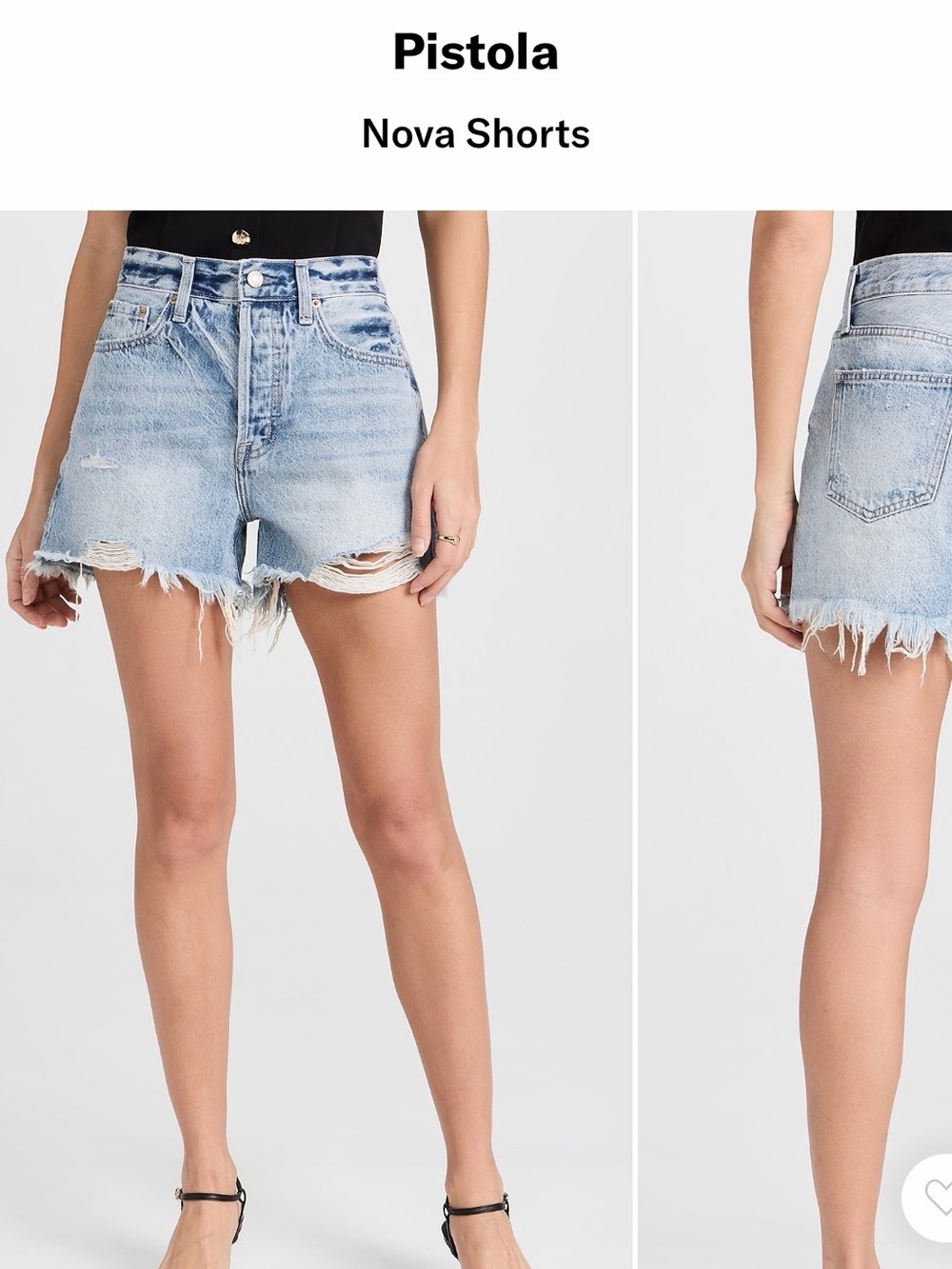 Pistola Nova Light Blue Distressed Denim Shorts